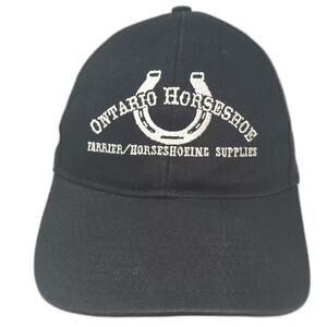 Bayside Baseball Cap Black White OSFM Made in USA Ontario Horseshoe Farrier Hat